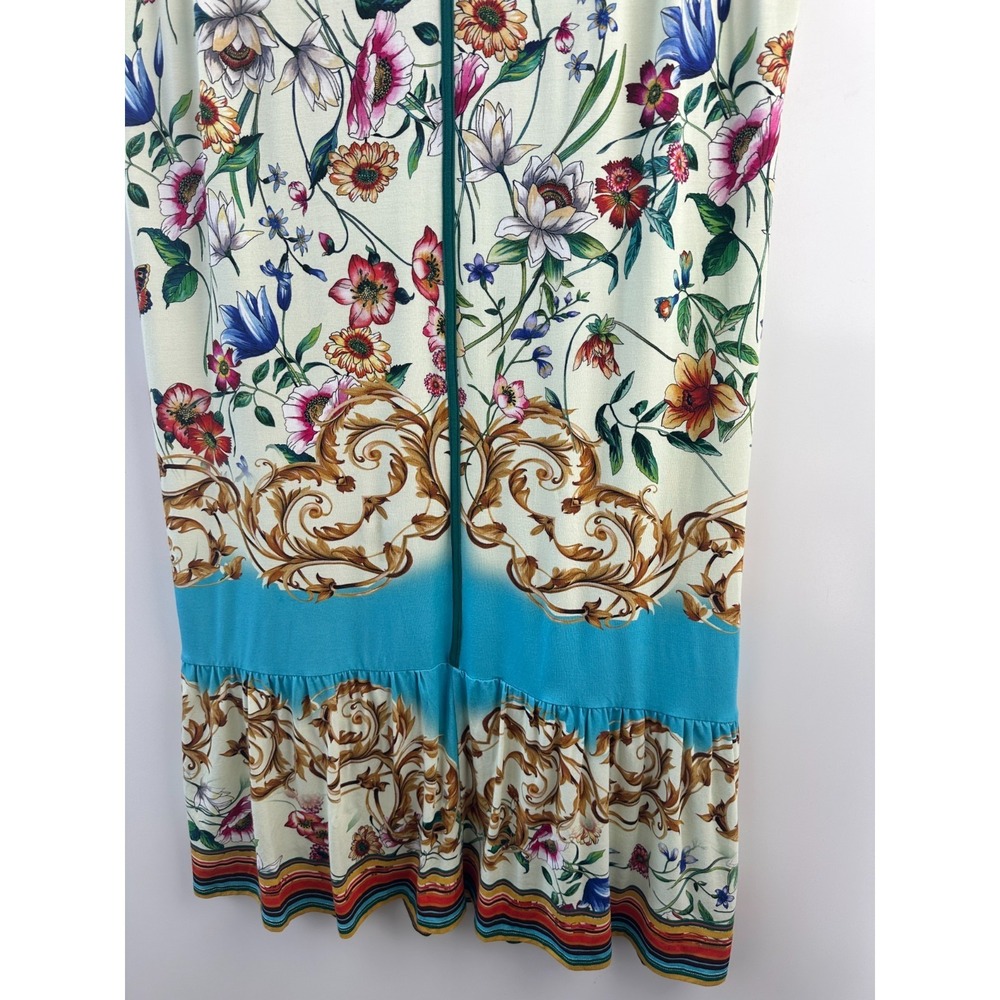 Johnny Was Felix Trapeze Midi Dress Floral Medium SS V-Neck Stretch Bamboo Blend - Picture 7 of 16